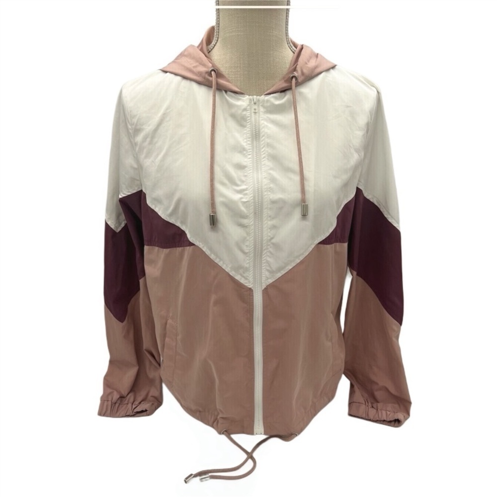 Lightweight Windbreaker Rain Full Zip Hooded Jacket Size M